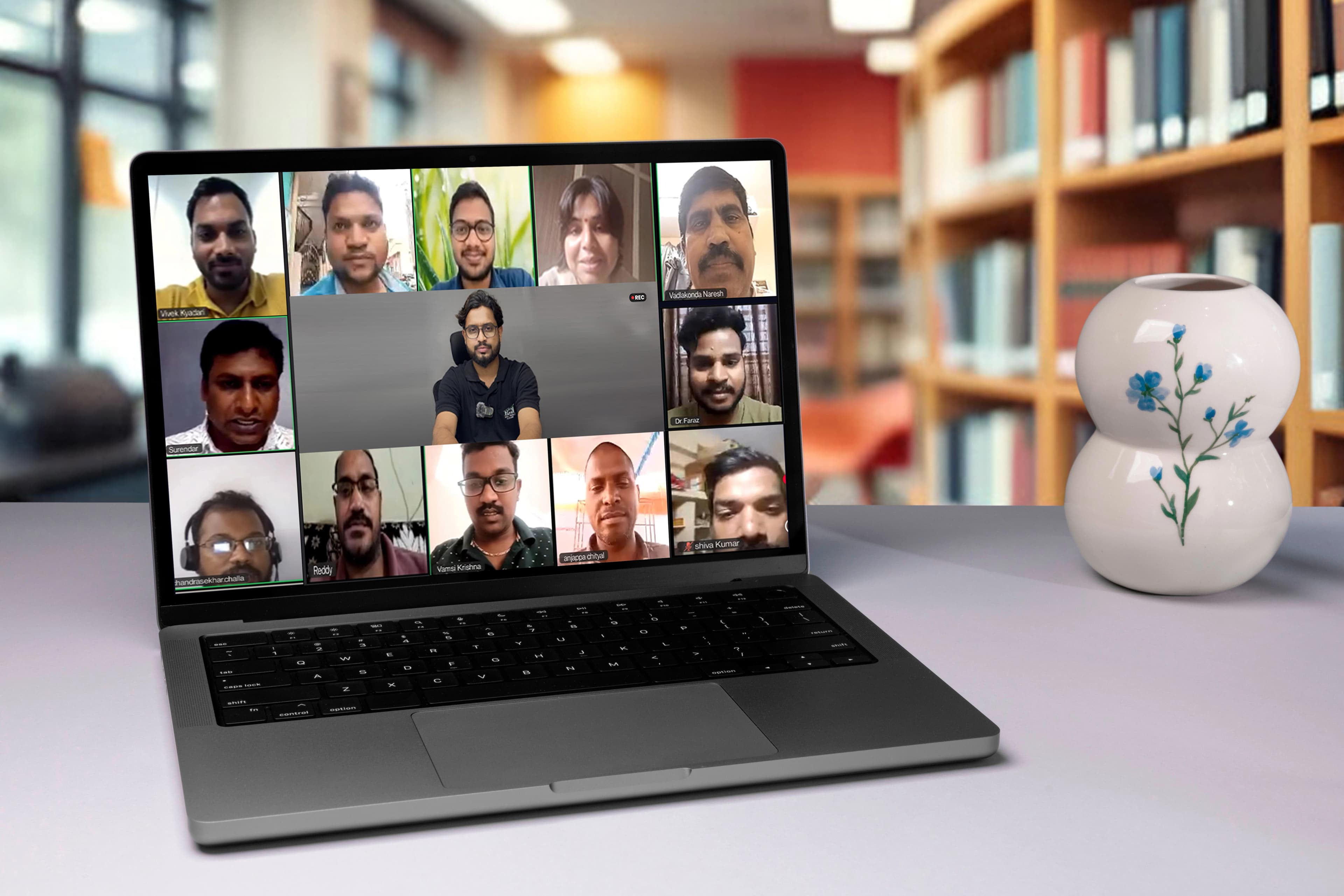 Live bootcamp session with mentors and students on video call
